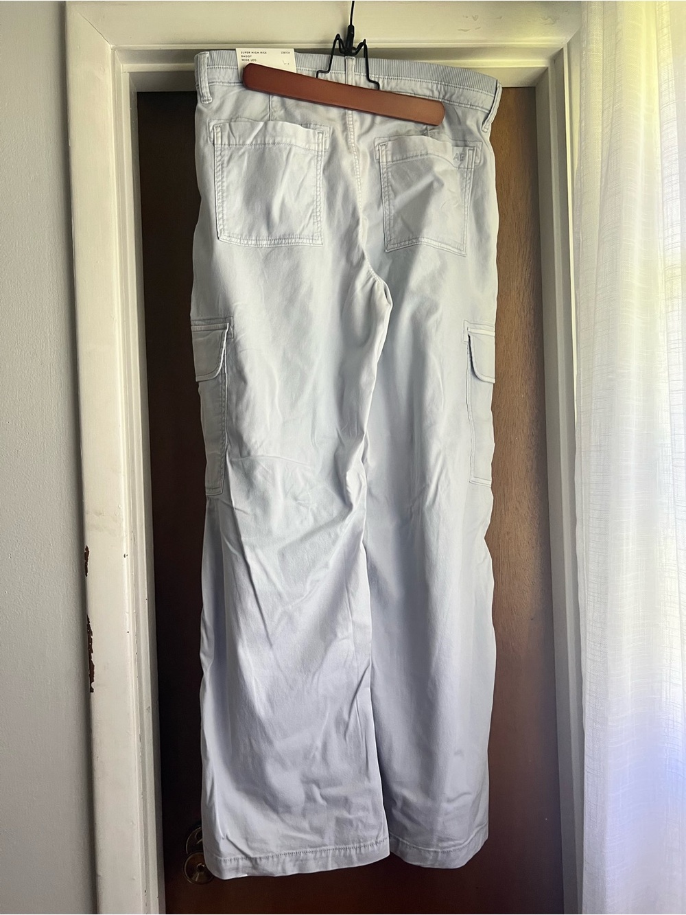 Light Blue Women’s Cargo Pants - Casual Utility Style - Picture 2 of 3
